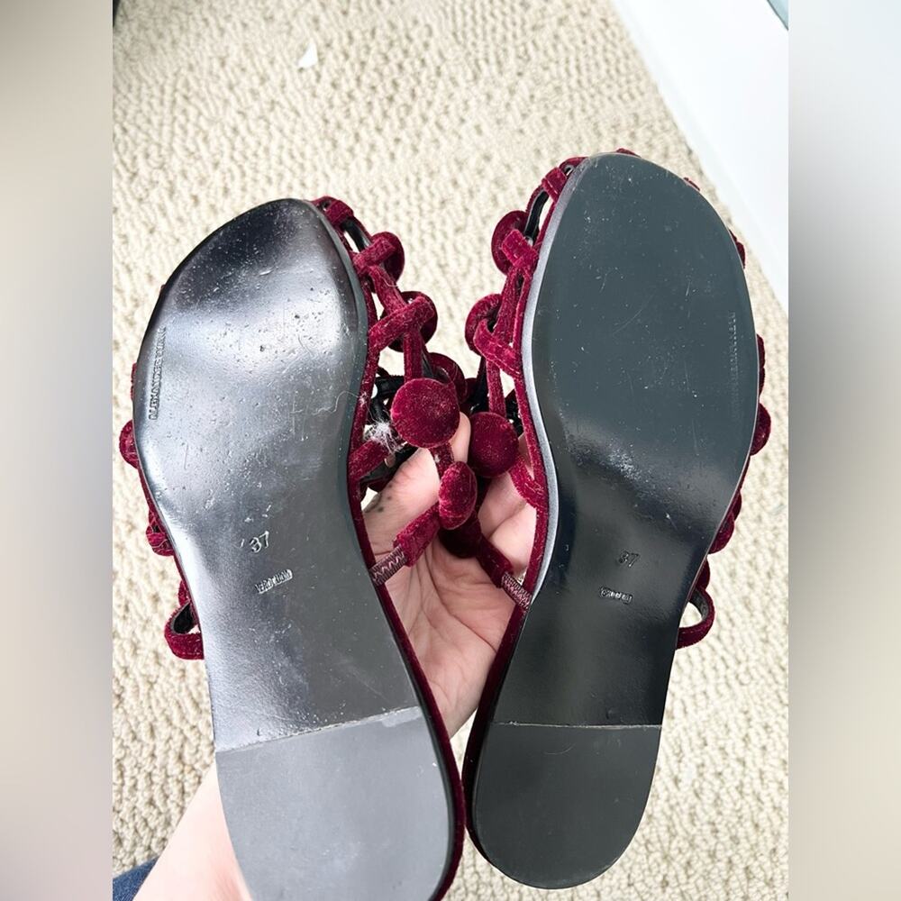 Alexander wang Amelia velvet slide slip-on mule Bordeaux flats size 6.5/7 - Picture 5 of 9